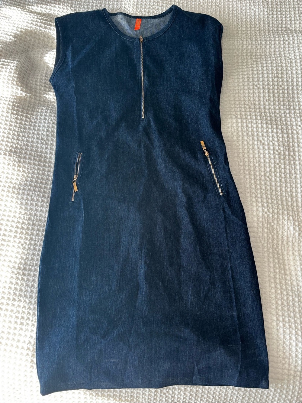 Sleeveless Navy Mini Dress with Zip Accents